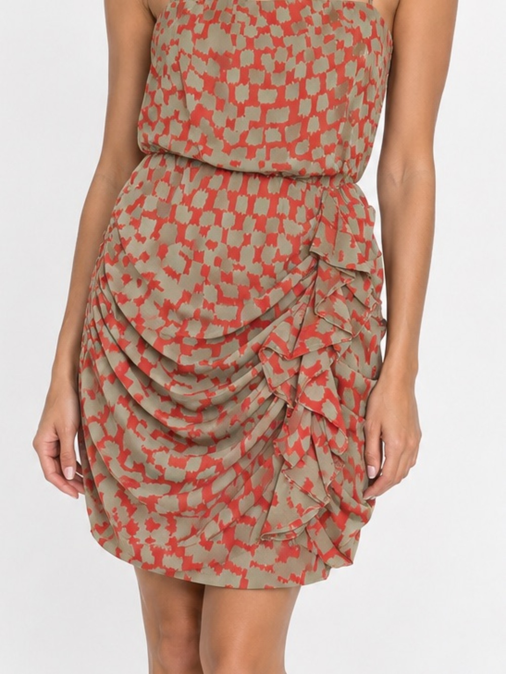 Bar III Women’s Dress Size S Red and Beige Strapless Mini Dress